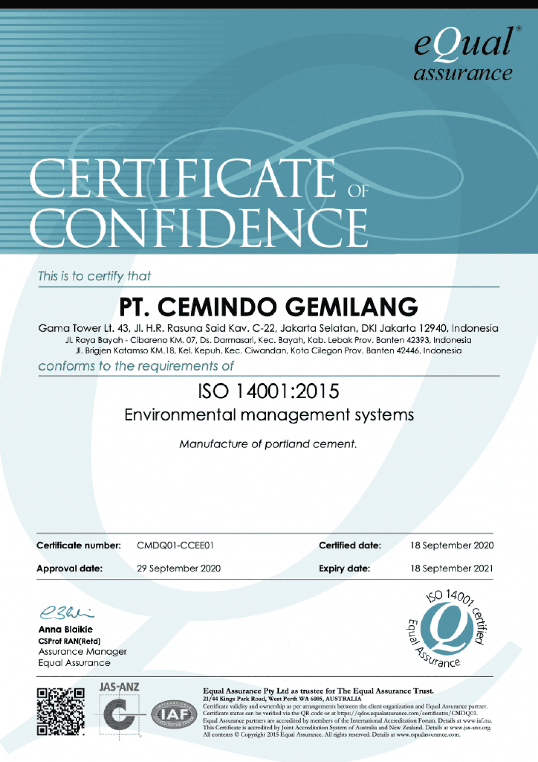 ISO 14001:2015 Certified Environmental Management System