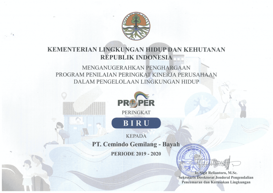 Blue Rating indicates ‘Adequate Performance’ under PROPER (Program for Pollution Control, Evaluation and Rating)